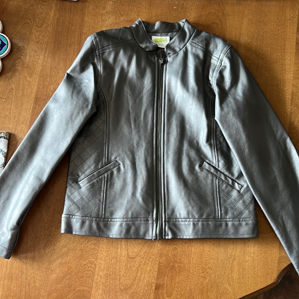 Girls faux leather zip up jacket.